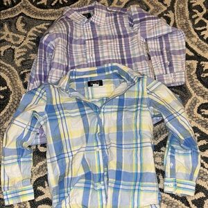 The Children's Place Blue and Lavender Plaid Button-Down Shirts